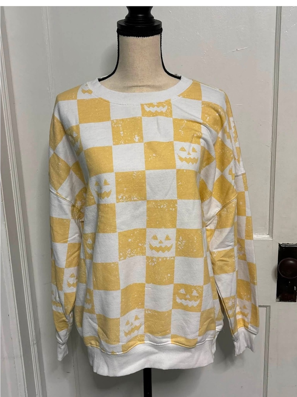 Orange and White Checkerboard Sweatshirt